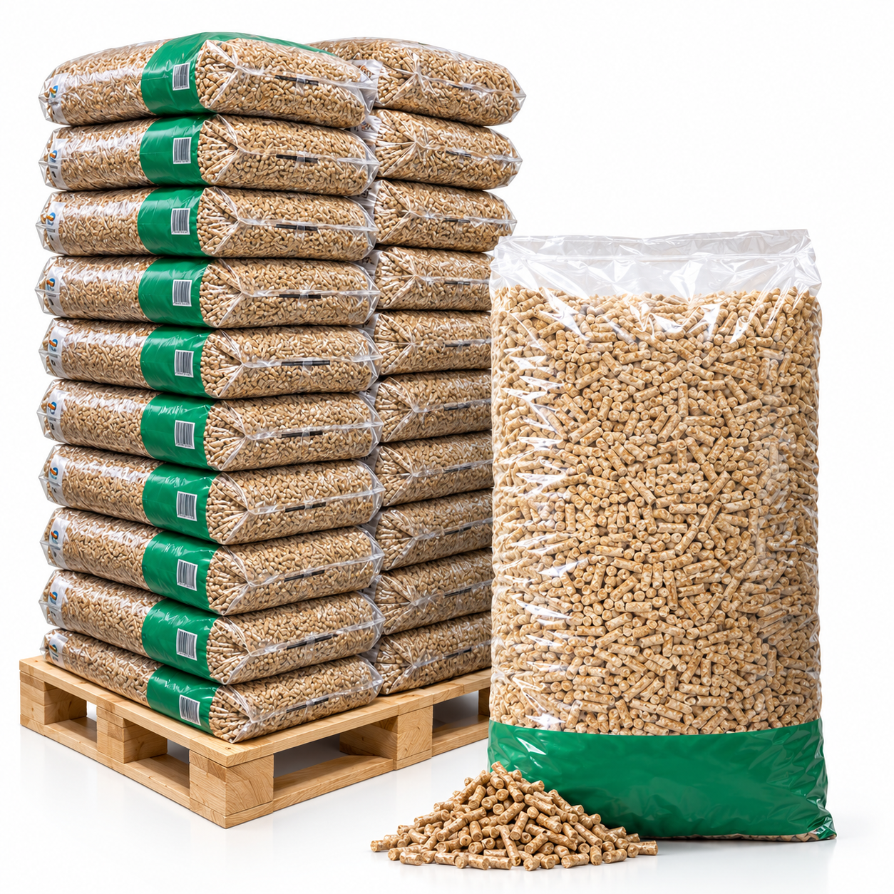 7HH ENplus A1 Holzpellets aus Weichholz, 15‑kg‑Säcke im Set zu 65 Stück, Gesamtgewicht 975 kg auf Palette. – Bild 1