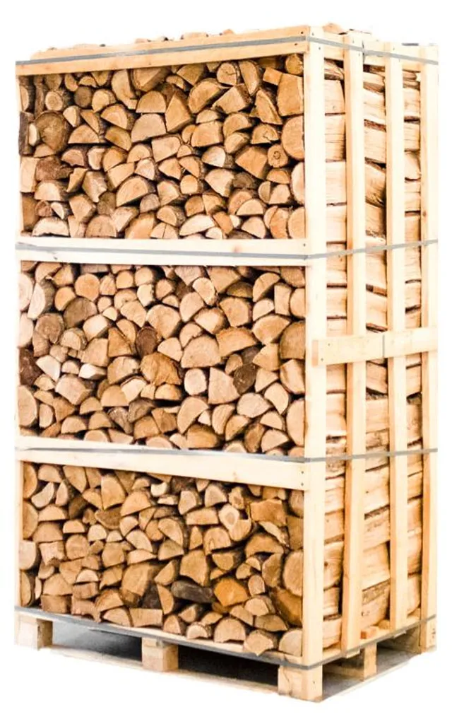 Kammergetrocknetes Eichen-Brennholz – gespalten, 25 cm Scheitlänge, auf Palette – Image 1